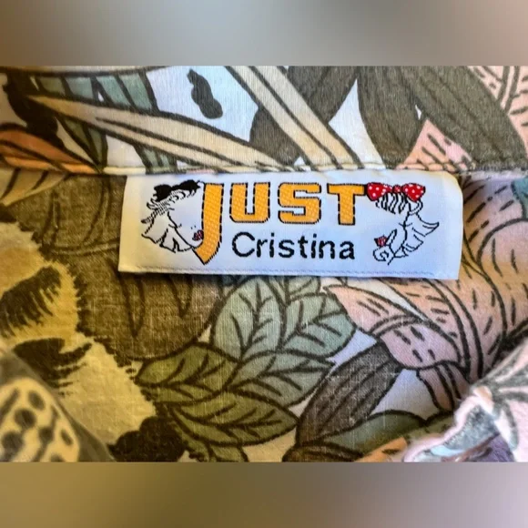 Just Cristina Floral and Tiger Print Shirt Vintage 90s beach BoHo - Picture 2 of 14